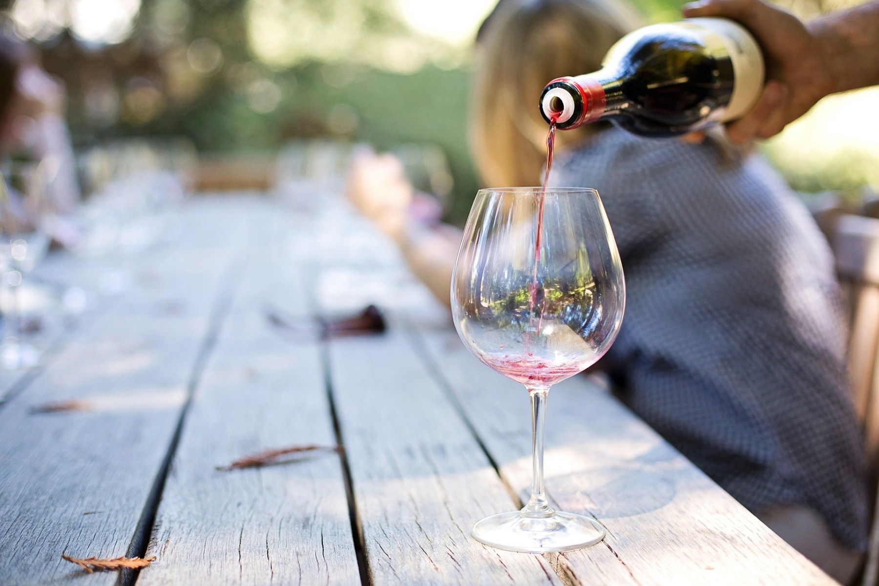 Pouring wine into glass