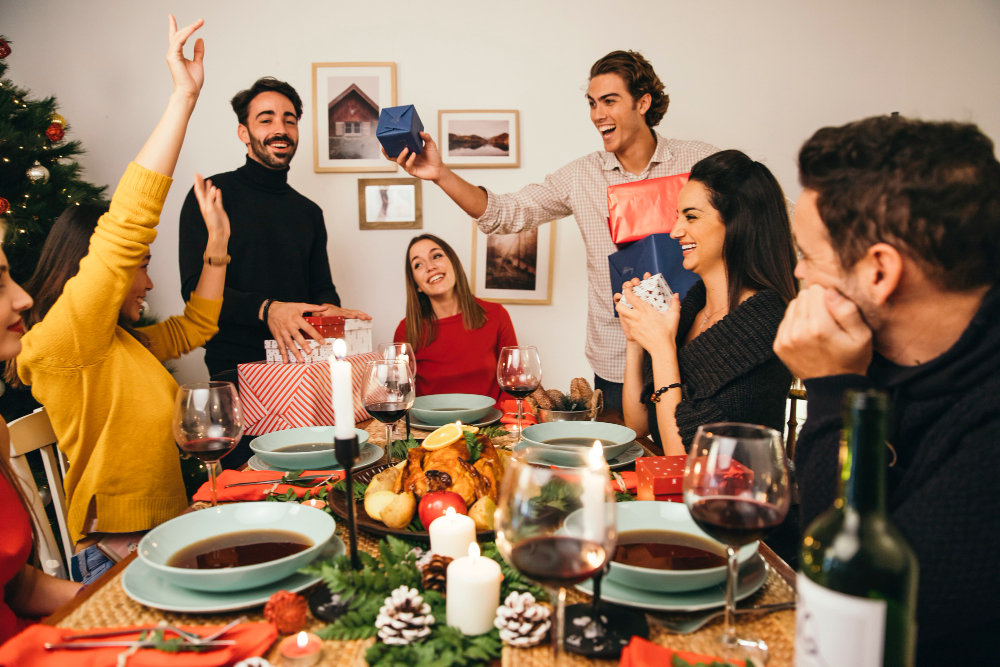 Friends having a dinner party