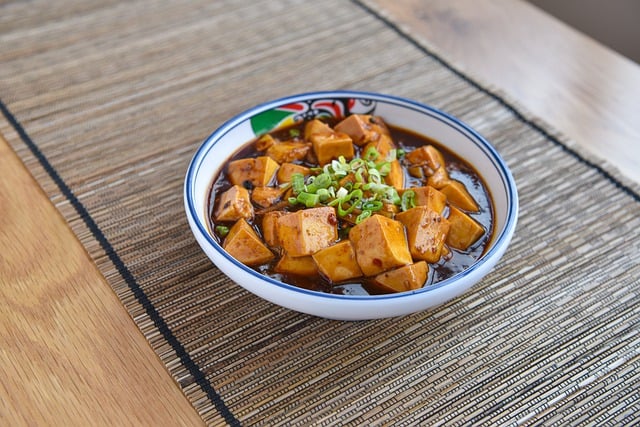 A bowl of mapo tofu: Tofu may help to lower cholesterol