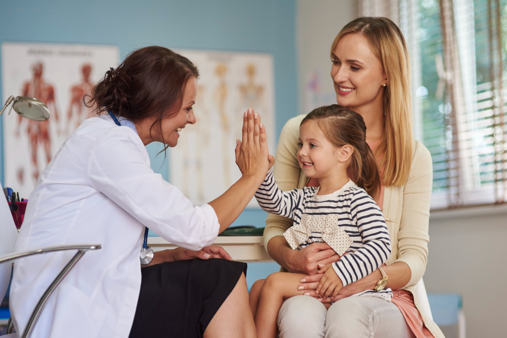 Mother and daughter at a doctor's appointment