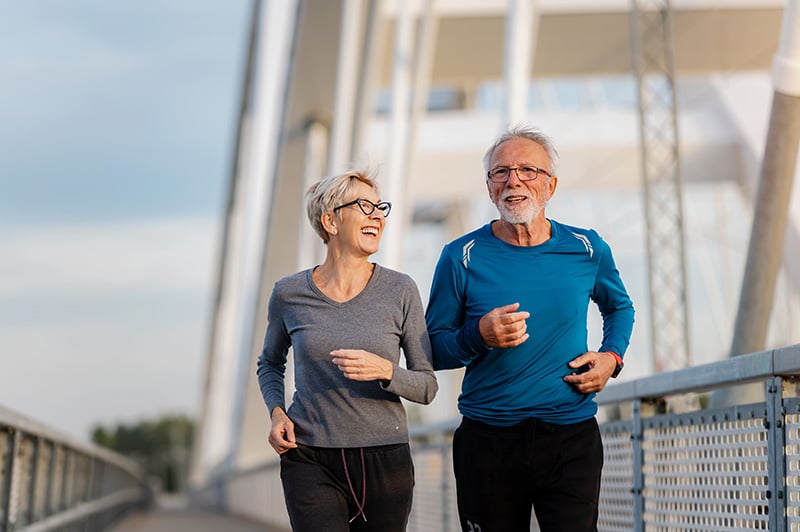 Old people running and staying healthy in their later years