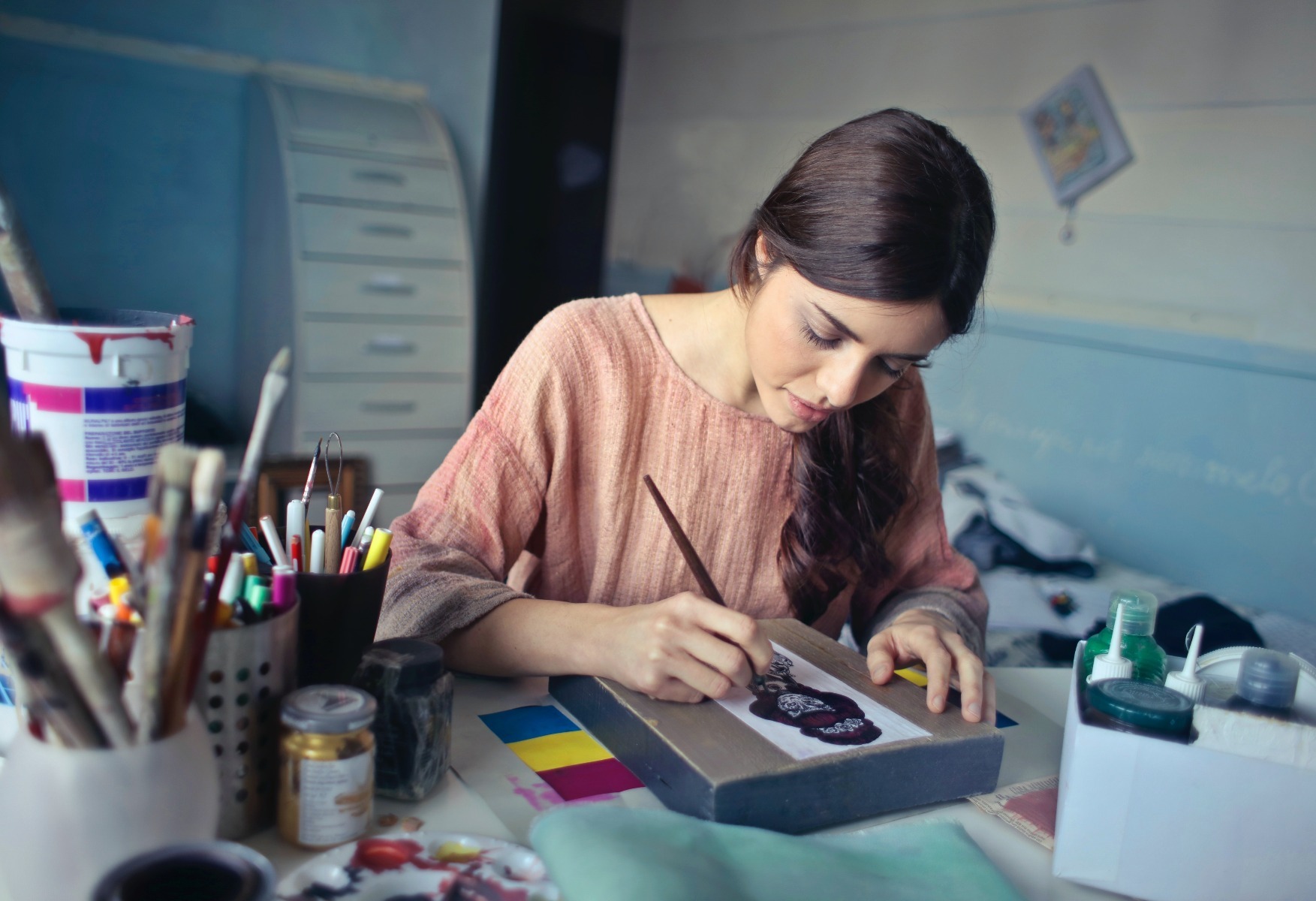 Ways to Destress: Woman Painting