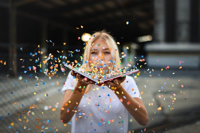 woman with confetti